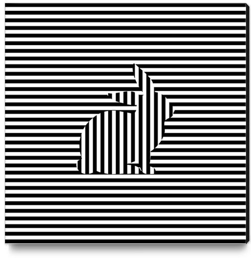 Rabbit Silhouette on Stripes Canvas Print by Divotomezove
