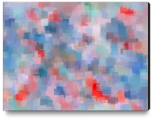 geometric square pattern abstract background in blue pink red Canvas Print by Timmy333