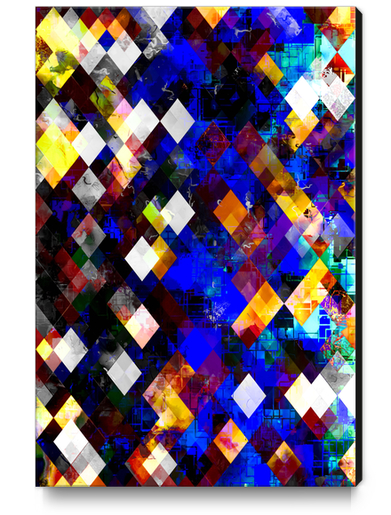 geometric pixel square pattern abstract background in blue yellow Canvas Print by Timmy333