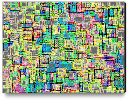 geometric square shape abstract background in yellow green pink Canvas Print by Timmy333