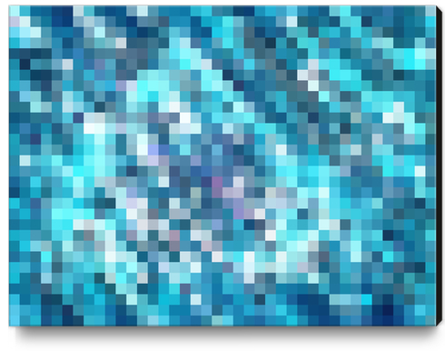 geometric square pixel pattern abstract in blue Canvas Print by Timmy333