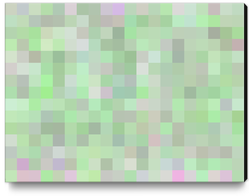 geometric square pixel pattern abstract in green and pink Canvas Print by Timmy333