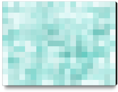 geometric square pixel pattern abstract in green Canvas Print by Timmy333