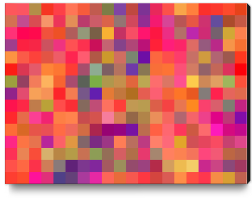 geometric square pixel pattern abstract in pink blue yellow Canvas Print by Timmy333