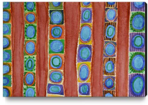 Blue Circles Within Red Stripes Canvas Print by Heidi Capitaine