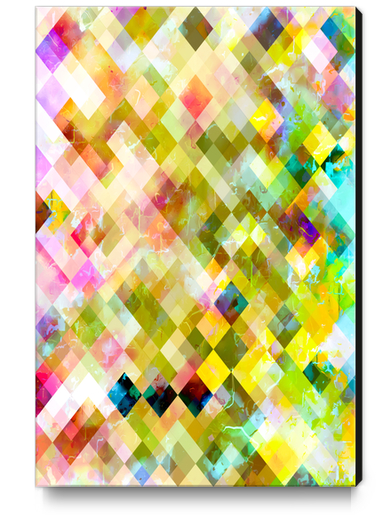 geometric pixel square pattern abstract background in green pink Canvas Print by Timmy333
