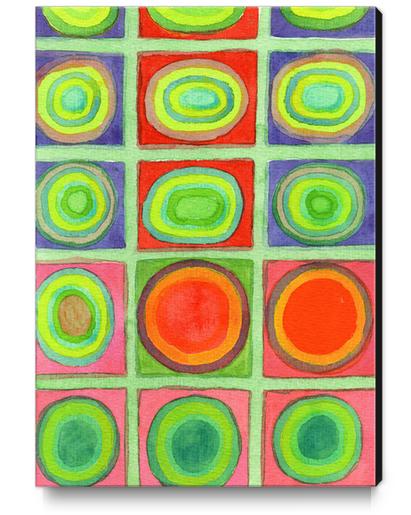 Green Grid filled with Circles and intense Colors  Canvas Print by Heidi Capitaine