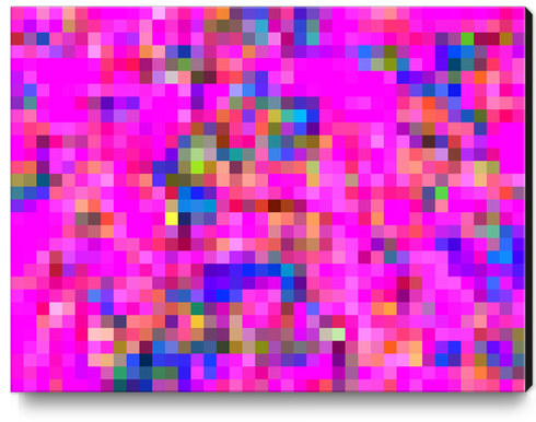 geometric square pixel pattern abstract background in pink blue yellow Canvas Print by Timmy333