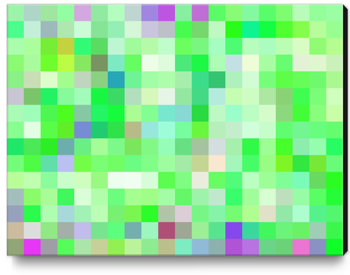 geometric square pixel pattern abstract background in green pink purple Canvas Print by Timmy333