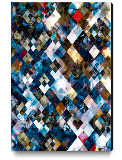 geometric pixel square pattern abstract background in blue brown Canvas Print by Timmy333