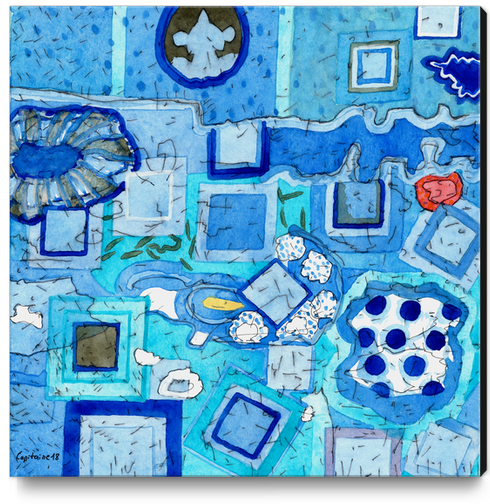 Blue Room with Blue Frames Canvas Print by Heidi Capitaine