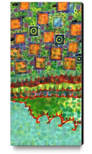 Flying Lighted Squares over Landscape  Canvas Print by Heidi Capitaine