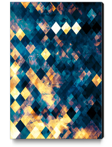 geometric pixel square pattern abstract background in blue brown orange Canvas Print by Timmy333
