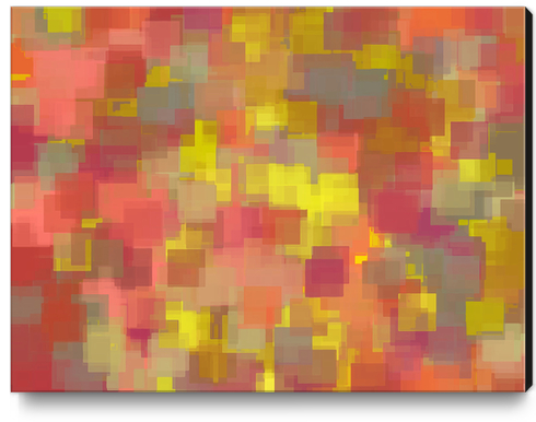 geometric square pattern abstract background in pink brown yellow Canvas Print by Timmy333