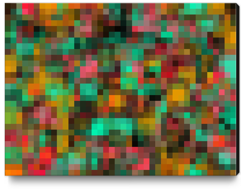 geometric square pixel pattern abstract background in green yellow pink Canvas Print by Timmy333