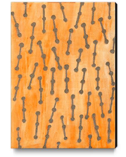 Golden Connected Points on Orange Pattern  Canvas Print by Heidi Capitaine