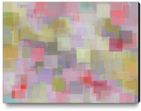 geometric square pattern abstract background in pink blue green Canvas Print by Timmy333