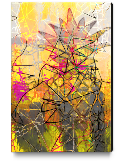 geometric pineapple line abstract background in pink yellow orange Canvas Print by Timmy333