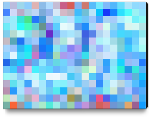 geometric square pixel pattern abstract background in blue pink purple Canvas Print by Timmy333