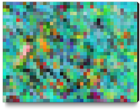 geometric square pixel pattern abstract background in green blue orange Canvas Print by Timmy333