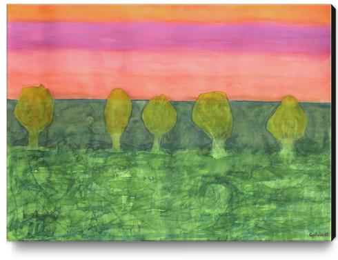 Trees, Green and Evening Sky Canvas Print by Heidi Capitaine