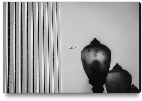 Urban Light at LACMA Los Angeles California USA in black and white Canvas Print by Timmy333