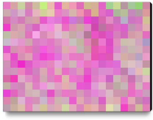 geometric square pixel pattern abstract background in pink blue green Canvas Print by Timmy333