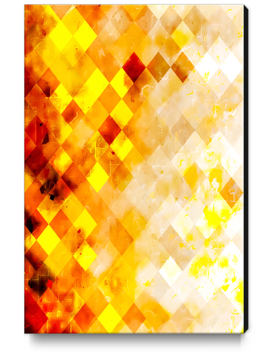 geometric pixel square pattern abstract in brown and yellow Canvas Print by Timmy333