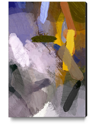 abstract splatter brush stroke painting texture background in yellow purple brown Canvas Print by Timmy333