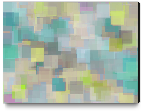 geometric square pattern abstract background in yellow and green Canvas Print by Timmy333