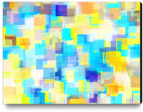 geometric square pattern abstract background in yellow and blue Canvas Print by Timmy333