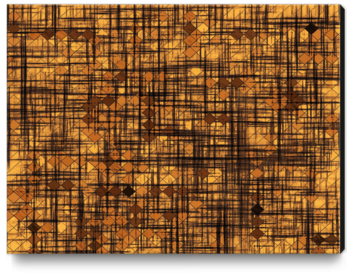 geometric square pixel pattern abstract in brown Canvas Print by Timmy333