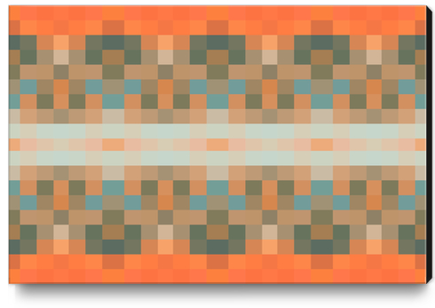 geometric symmetry art pixel square pattern abstract background in orange blue Canvas Print by Timmy333