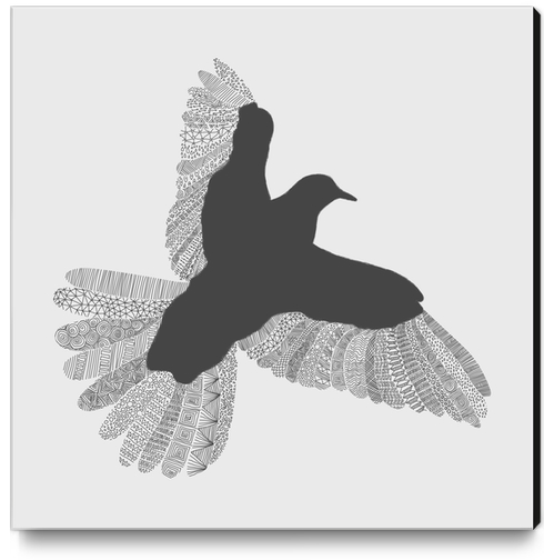 Bird (on grey) Canvas Print by Florent Bodart - Speakerine