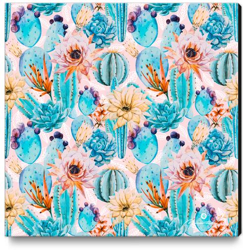 Cactus and flowers pattern Canvas Print by mmartabc