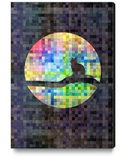 Cat In A Digital Moon   II Canvas Print by Vic Storia