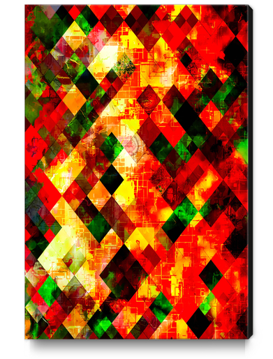geometric pixel square pattern abstract background in red yellow green Canvas Print by Timmy333