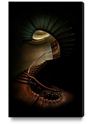 Spiral staircase in green and red Canvas Print by Jarek Blaminsky