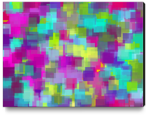geometric square pattern abstract background in pink yellow blue Canvas Print by Timmy333
