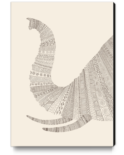 Elephant (on beige) Canvas Print by Florent Bodart - Speakerine