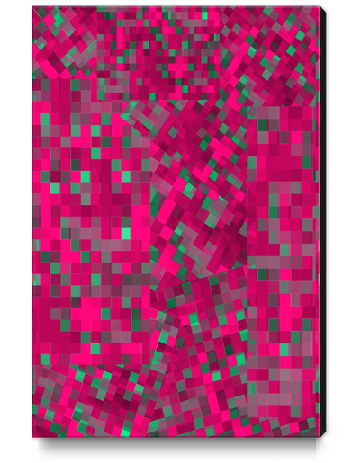 geometric pixel square pattern abstract background in pink green Canvas Print by Timmy333