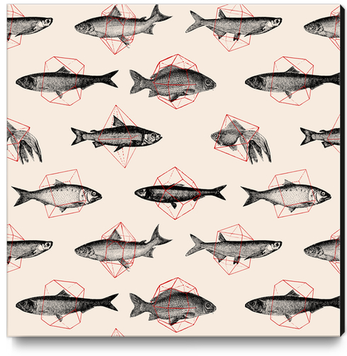 Fishes In Geometrics Canvas Print by Florent Bodart - Speakerine