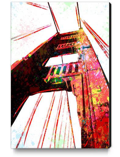 Golden Gate Bridge - San Francisco - Pop Art - Paint Splatter - Digital Art Canvas Print by William Cuccio WCSmack
