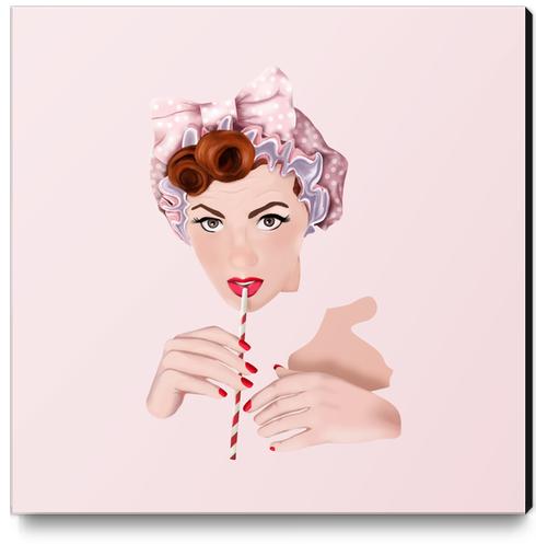 Girl pin up pink Canvas Print by mmartabc