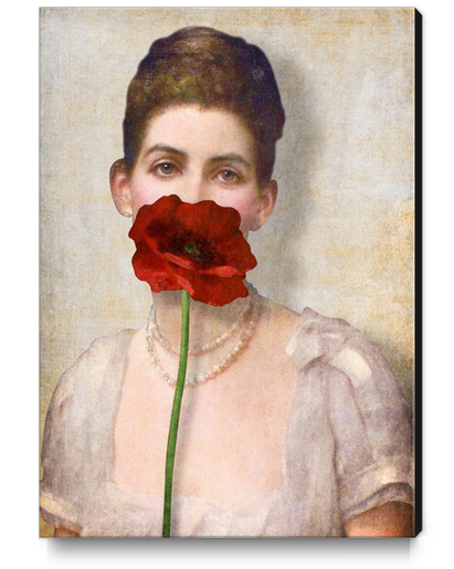 Girl with Red Poppy Flower Canvas Print by DVerissimo