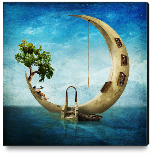 Home Sweet Moon Canvas Print by DVerissimo
