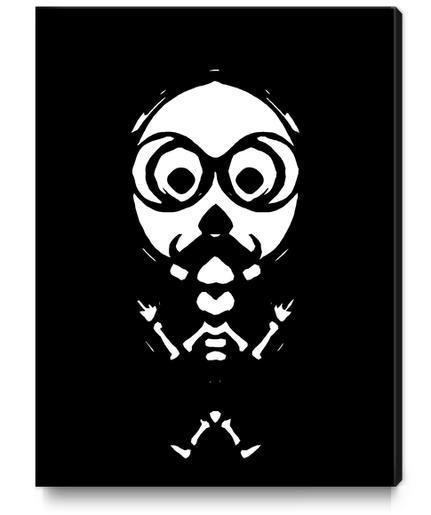 old skinny skull and bone with glasses in black and white Canvas Print by Timmy333