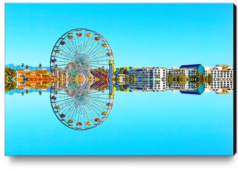 ferris wheel with buildings and blue sky Canvas Print by Timmy333