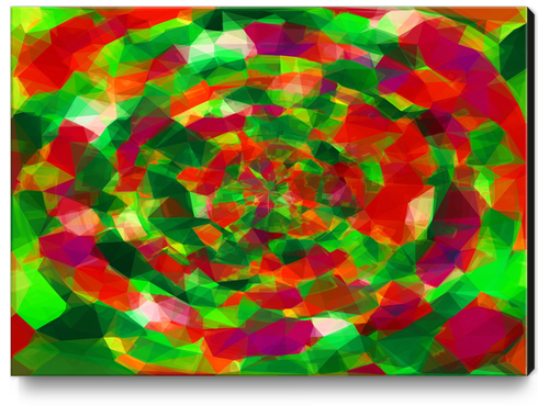psychedelic geometric polygon pattern abstract in red green pink Canvas Print by Timmy333