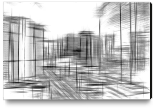 pencil drawing buildings in the city in black and white  Canvas Print by Timmy333